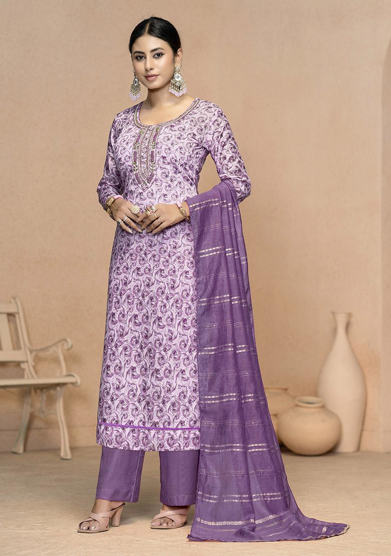 Grey Embroidered Organza Dress Material