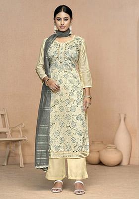 Black Embroidered Organza Dress Material