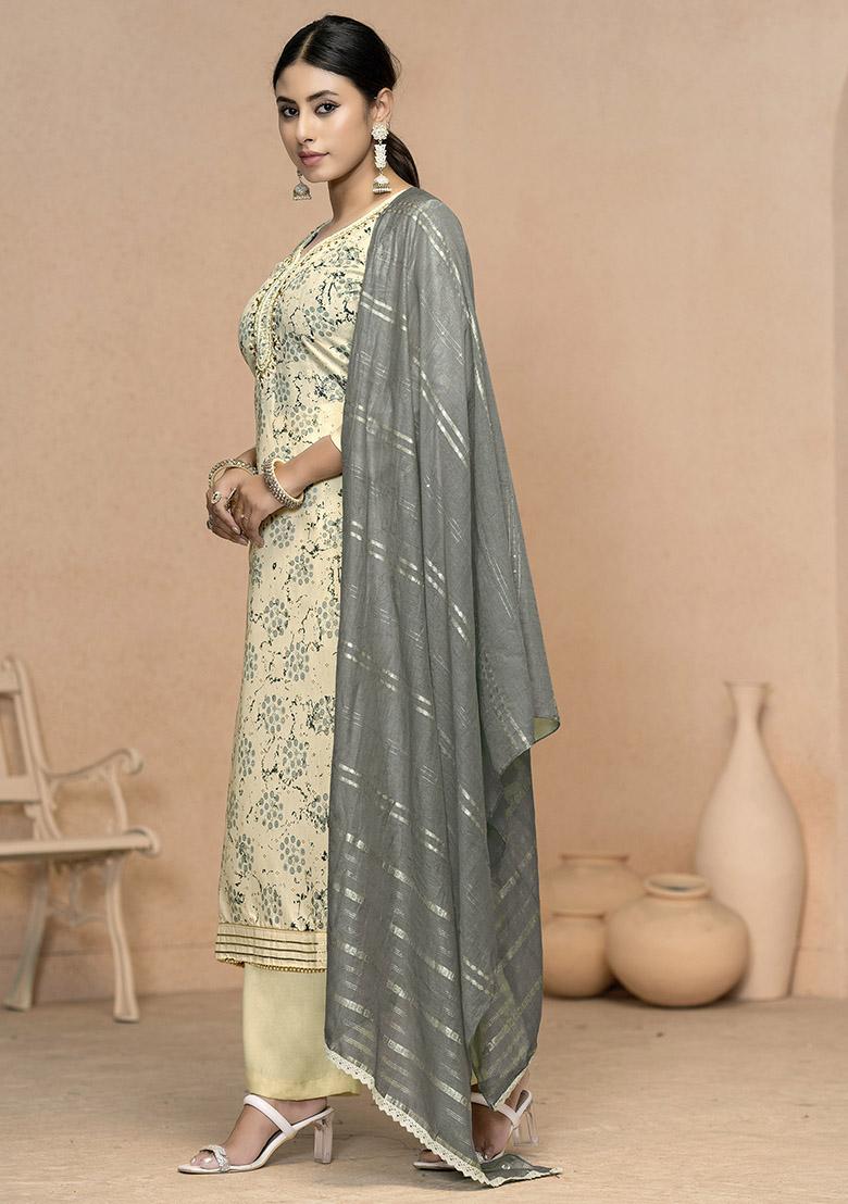 Black Embroidered Organza Dress Material