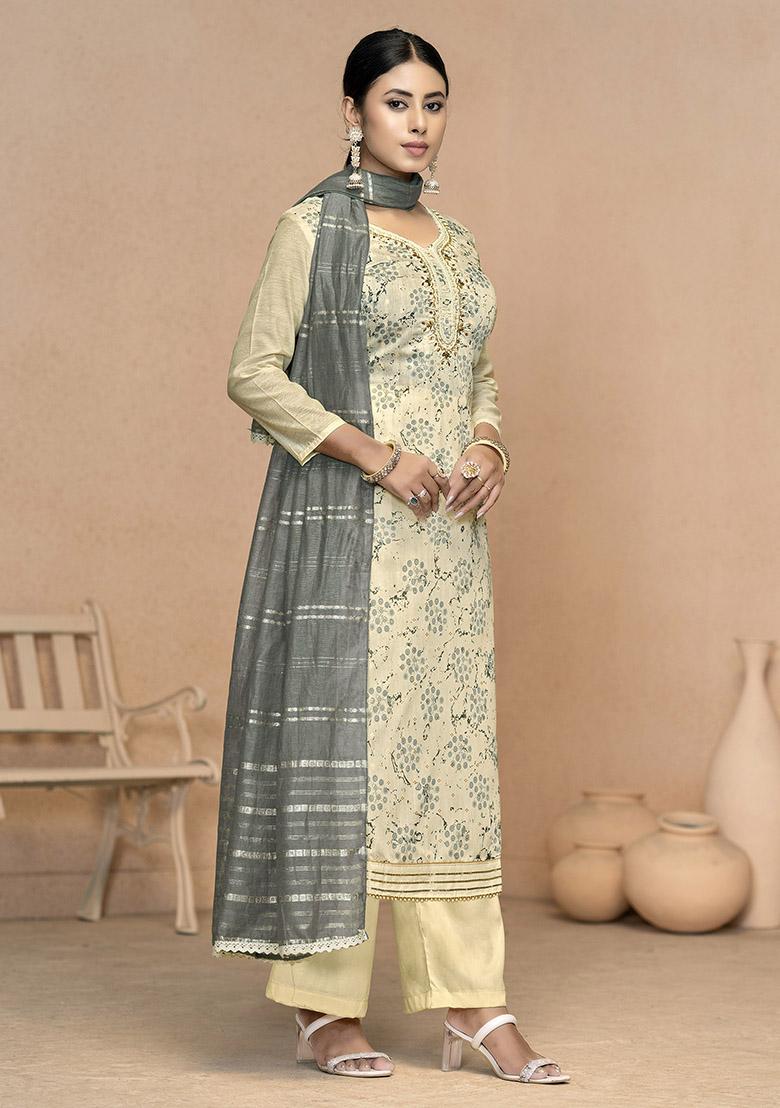 Black Embroidered Organza Dress Material