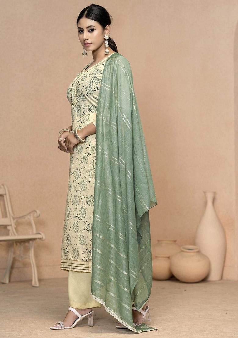 Pink Embroidered Organza Dress Material