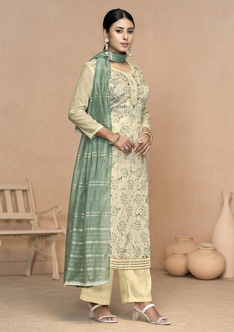 Pink Embroidered Organza Dress Material