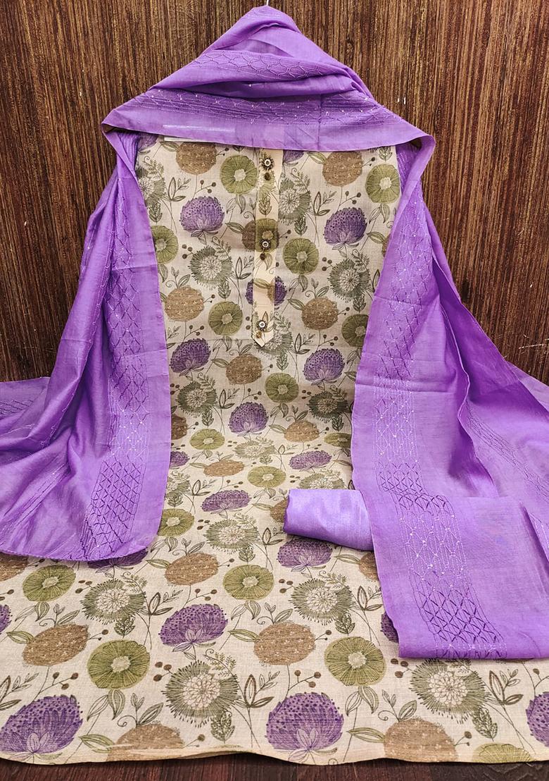 Magenta Solid Silk Dress Material