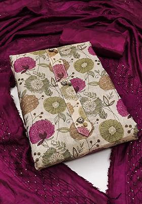 Purple Solid Silk Dress Material