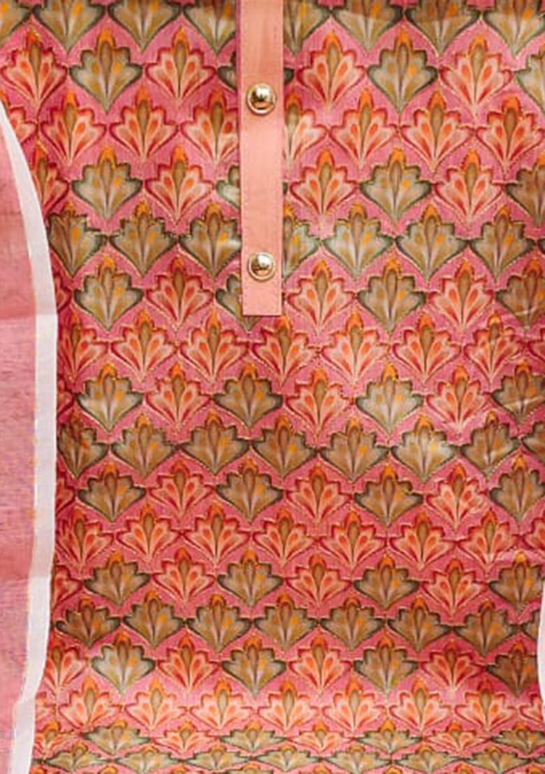Pink Solid Chanderi Dress Material