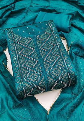 Multicolor Solid Jacquard Dress Material