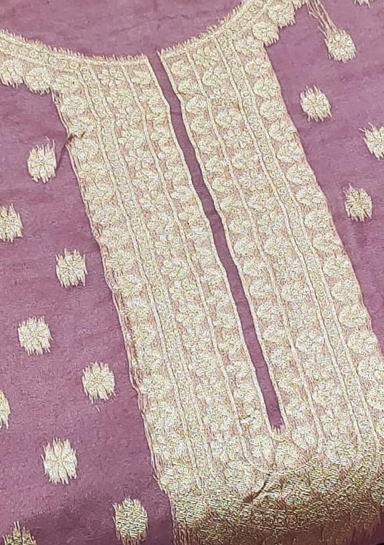 Pink Solid Organza Dress Material