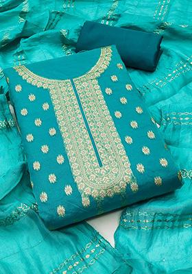 Multicolor Solid Organza Dress Material