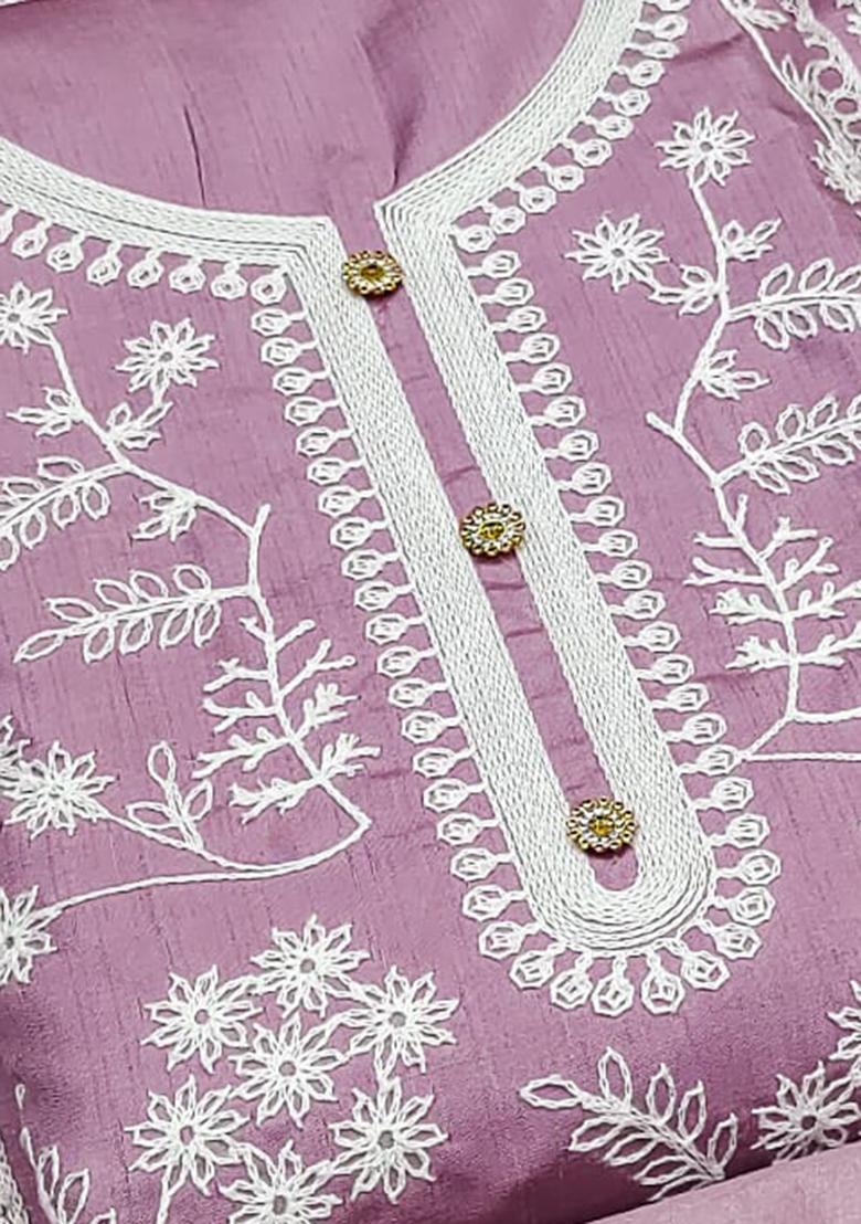 Magenta Solid Silk Dress Material