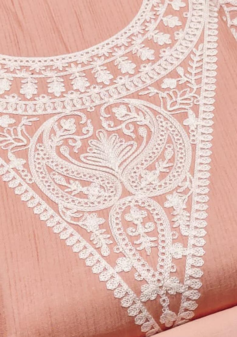 Orange Solid Silk Dress Material