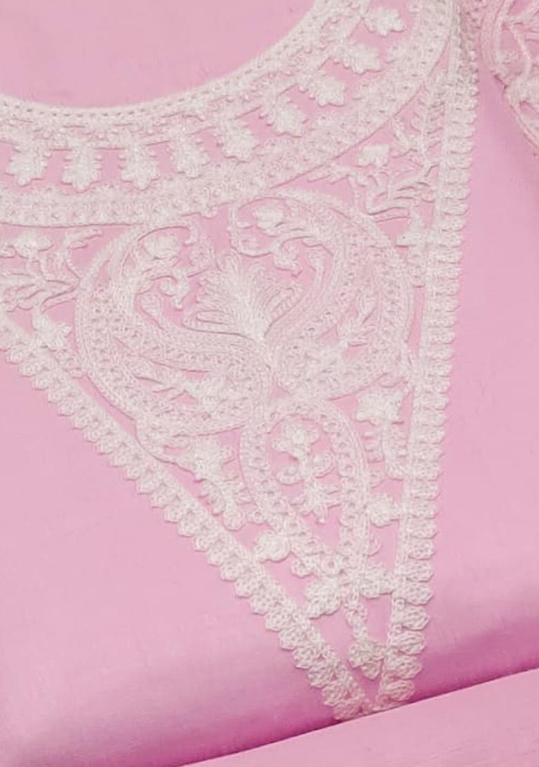 Pink Solid Silk Dress Material