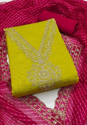 Sea Green Solid Chanderi Dress Material