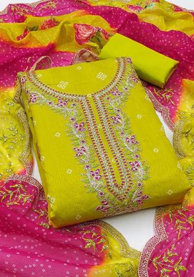 Sea Green Solid Chanderi Dress Material