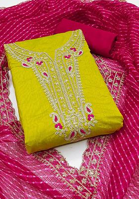 Sea Green Solid Chanderi Dress Material