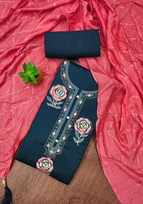 Multicolor Solid Georgette Dress Material