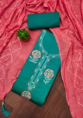 Multicolor Solid Georgette Dress Material