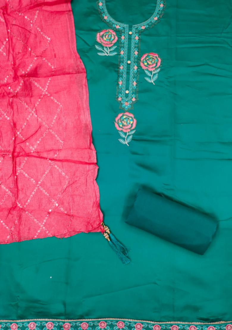 Multicolor Solid Georgette Dress Material