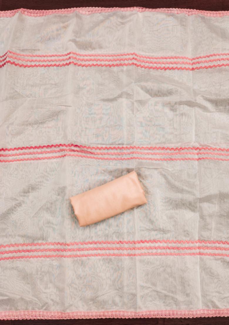 Orange Solid Silk Dress Material