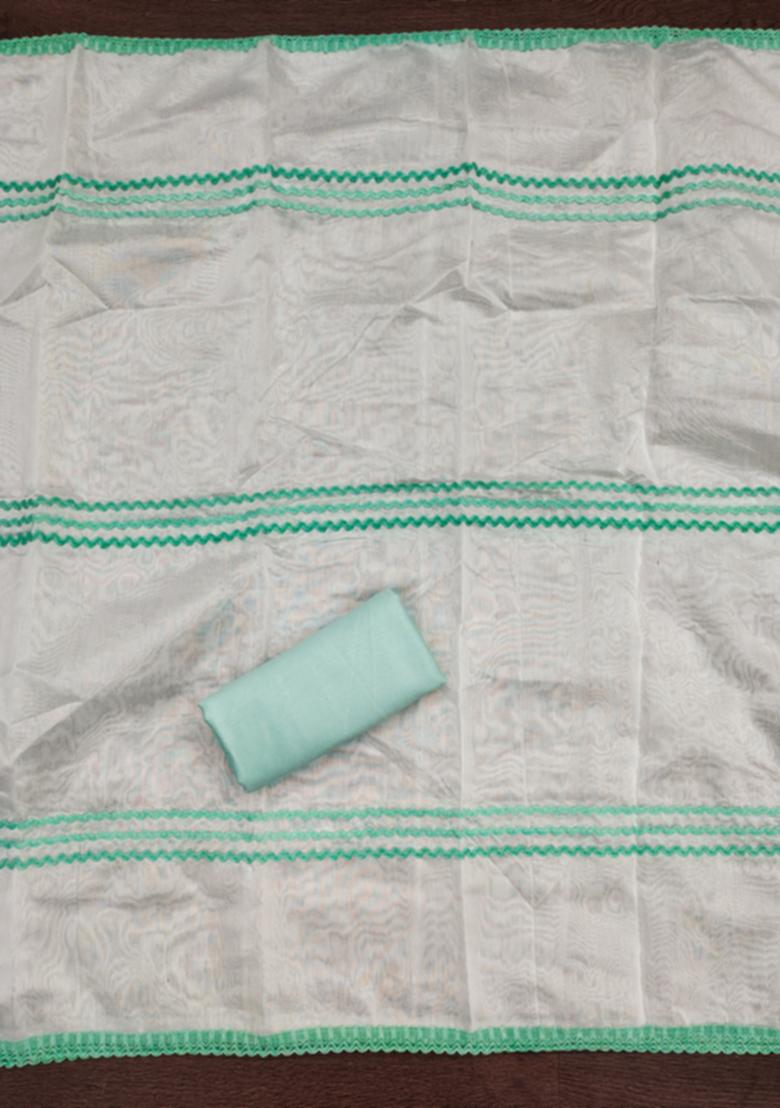 Teal Blue Solid Silk Dress Material