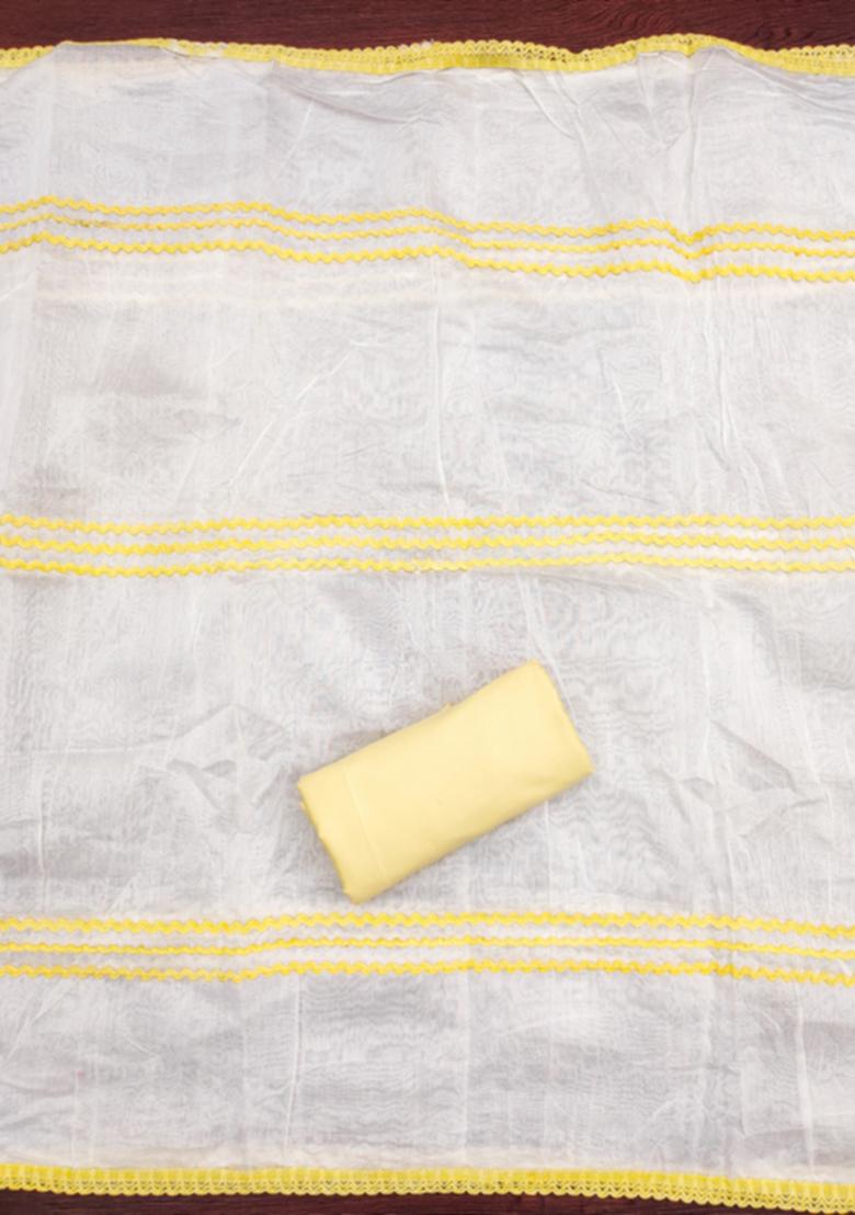 Yellow Solid Silk Dress Material