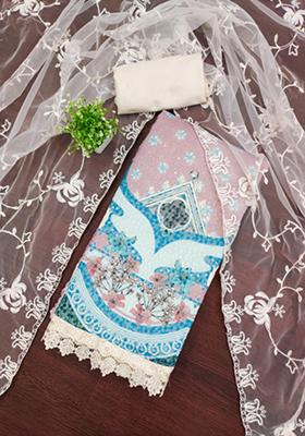 Blue Solid Georgette Dress Material