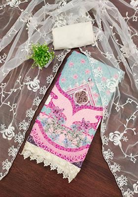 Pink Solid Georgette Dress Material