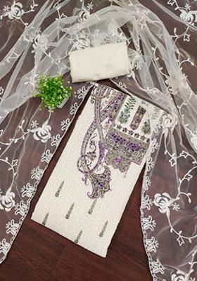 Magenta Solid Georgette Dress Material