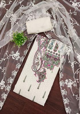 Maroon Solid Georgette Dress Material