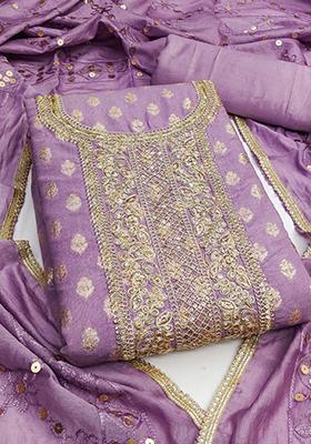Mauve Solid Chanderi Dress Material