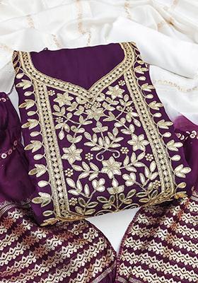 Wine Solid Silk Dress Material