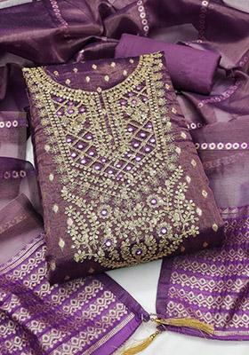 Magenta Solid Silk Dress Material