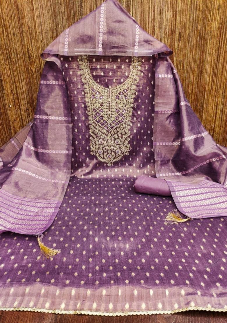 Magenta Solid Silk Dress Material