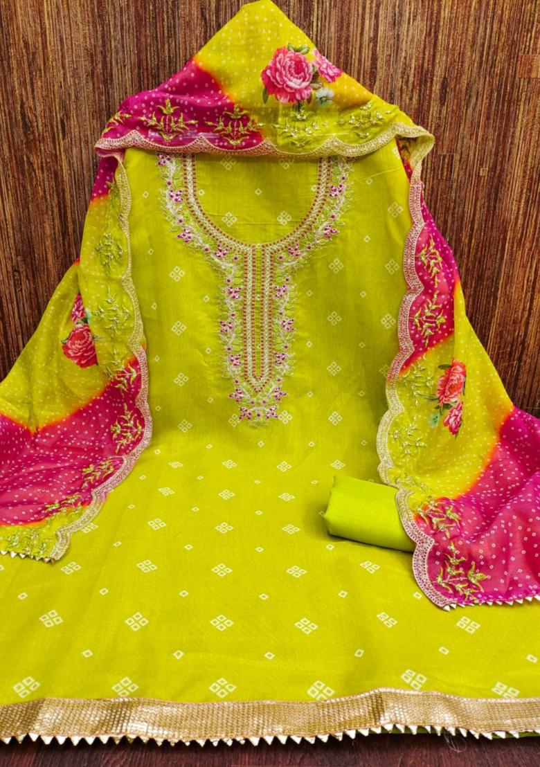 Sea Green Solid Chanderi Dress Material