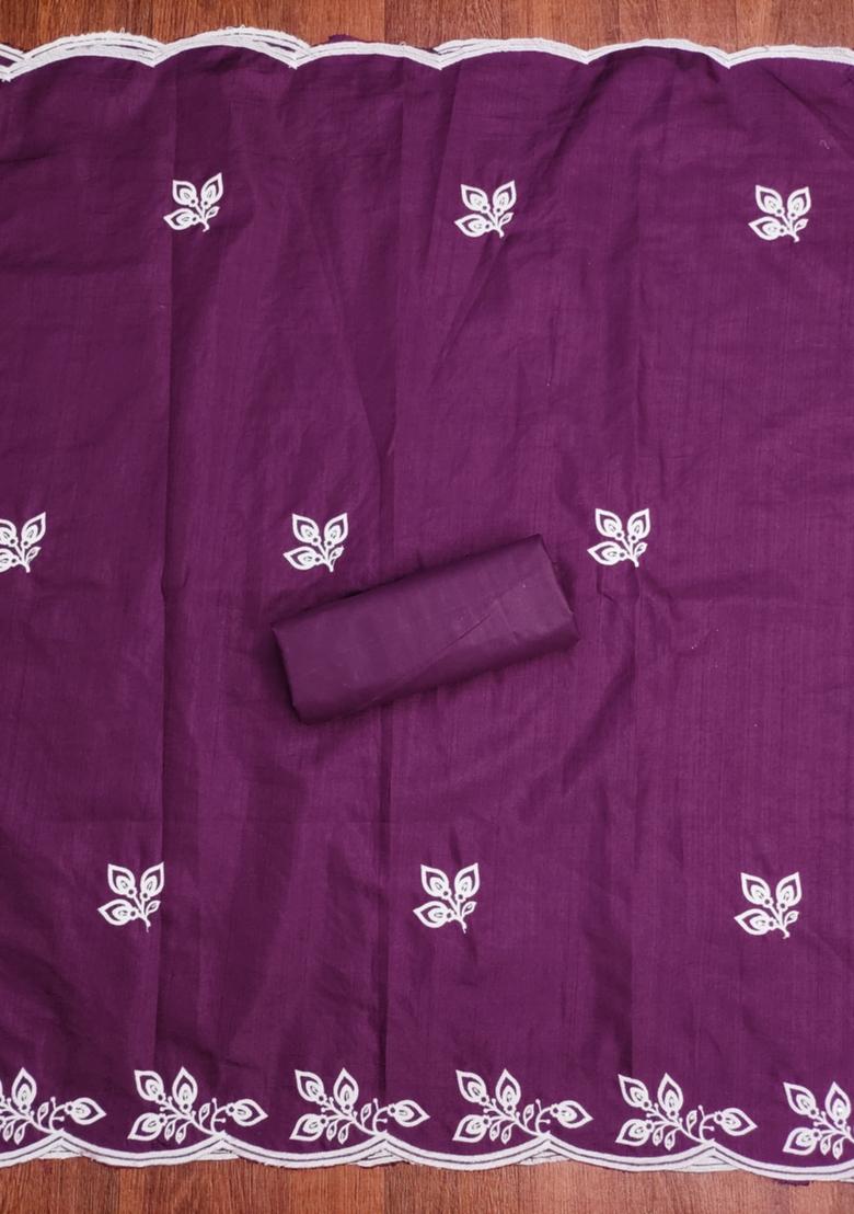 Wine Solid Cotton Dress Material