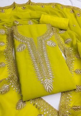 Sea Green Solid Georgette Dress Material