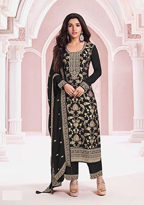 Black Embroidered Jacquard Salwar Kameez