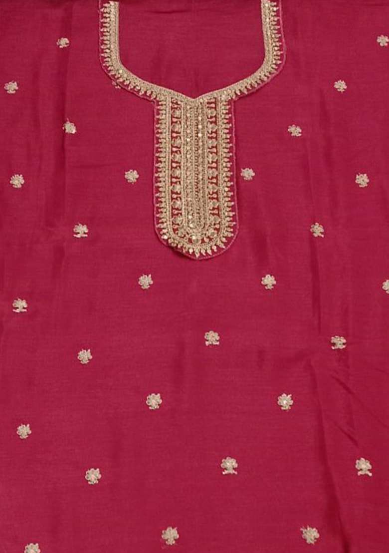 Pink Embroidered Silk Palazzo Set - Indya