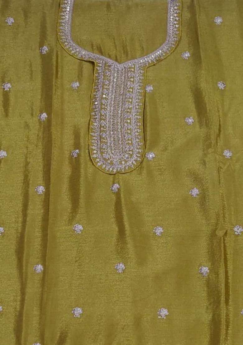 Yellow Embroidered Silk Palazzo Set - Indya