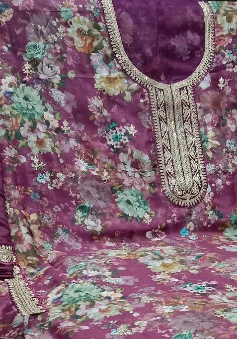 Magenta Embroidered Silk Salwar Kameez