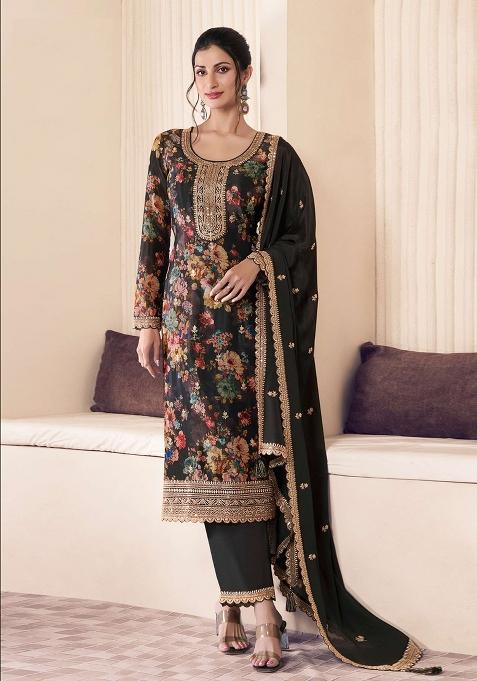 Blue Embroidered Silk Salwar Kameez
