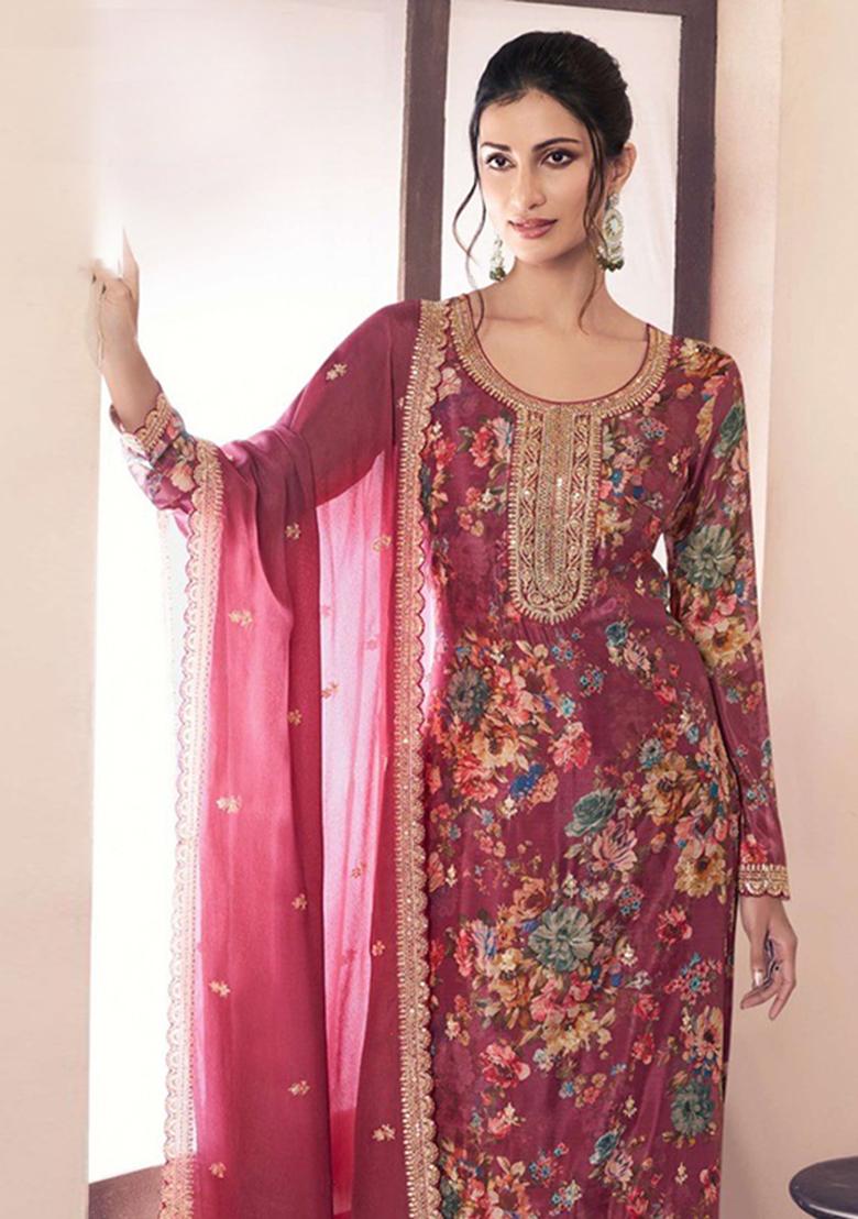 Pink Embroidered Silk Salwar Kameez