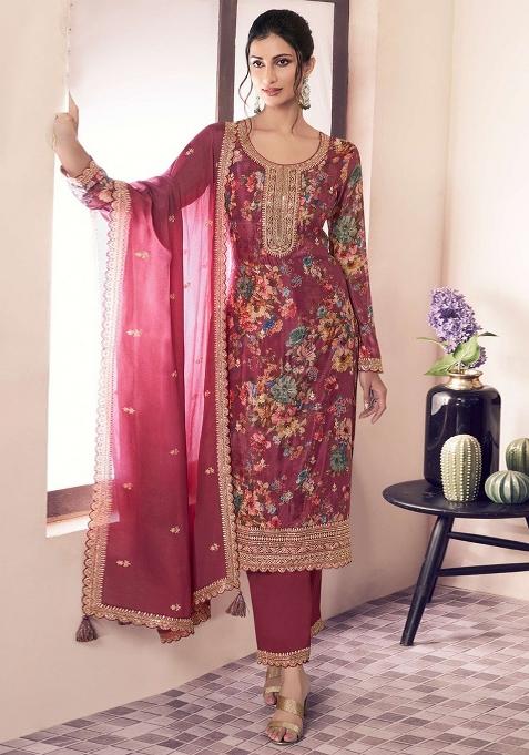 Pink Embroidered Silk Salwar Kameez