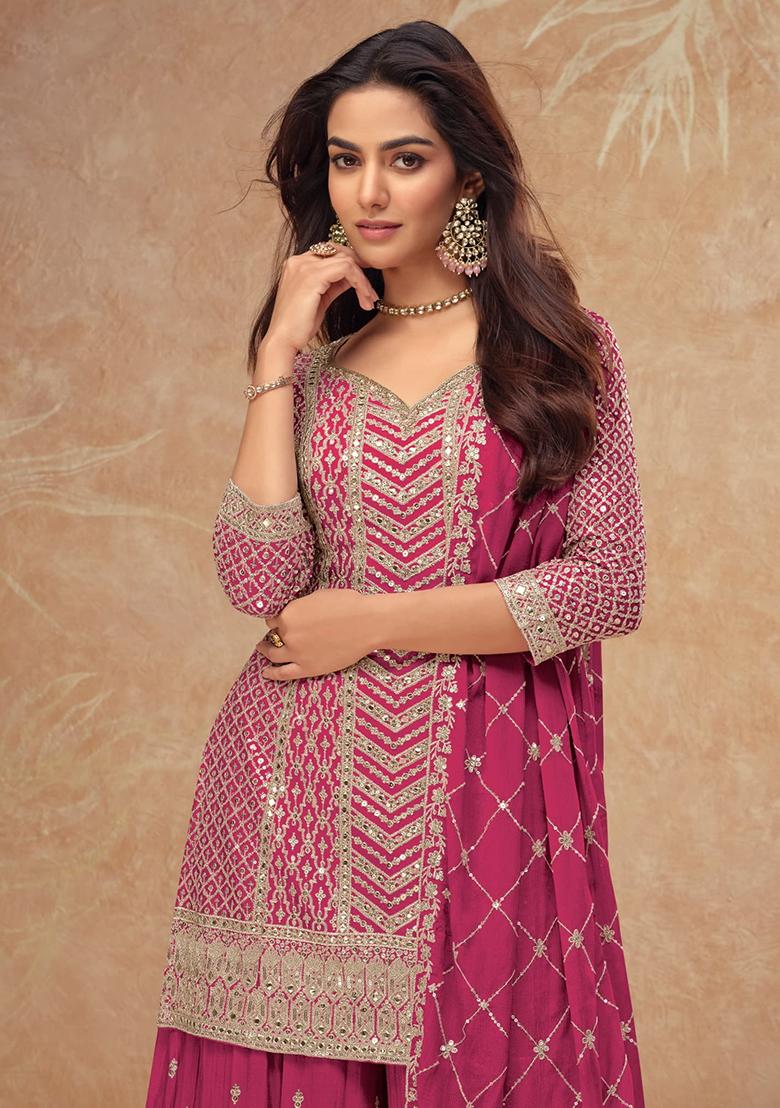 Pink Embroidered Silk Salwar Kameez