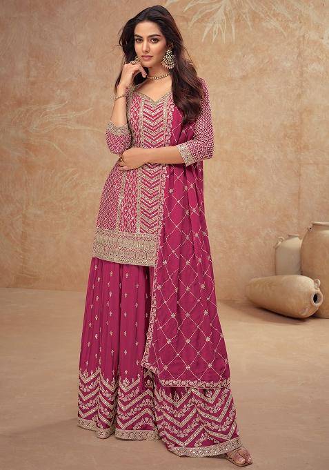 Pink Embroidered Silk Salwar Kameez