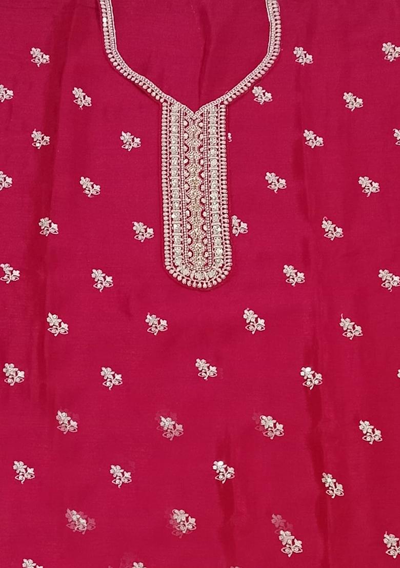 Pink Embroidered Silk Sharara Set