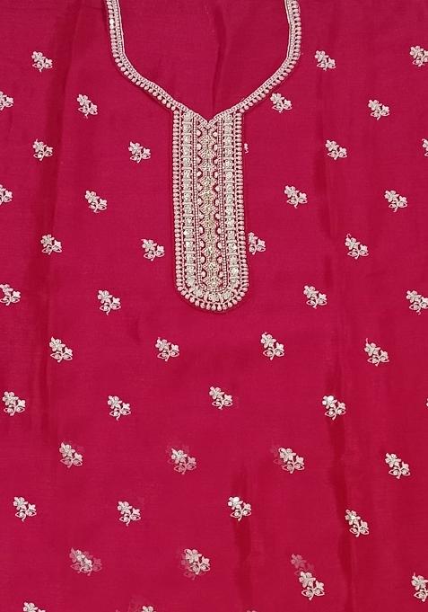 Pink Embroidered Silk Sharara Set