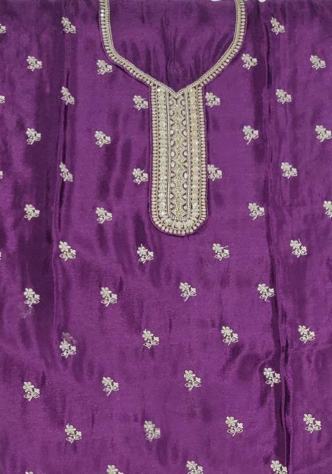 Purple Embroidered Silk Sharara Set