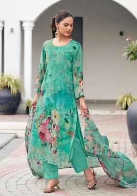 Sea Green Embroidererd Georgette Salwar Kameez With Dupatta