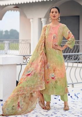 Green Embroidererd Georgette Salwar Kameez With Dupatta