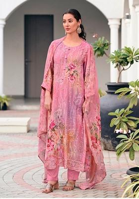 Pink Embroidered Georgette Salwar Kameez With Dupatta